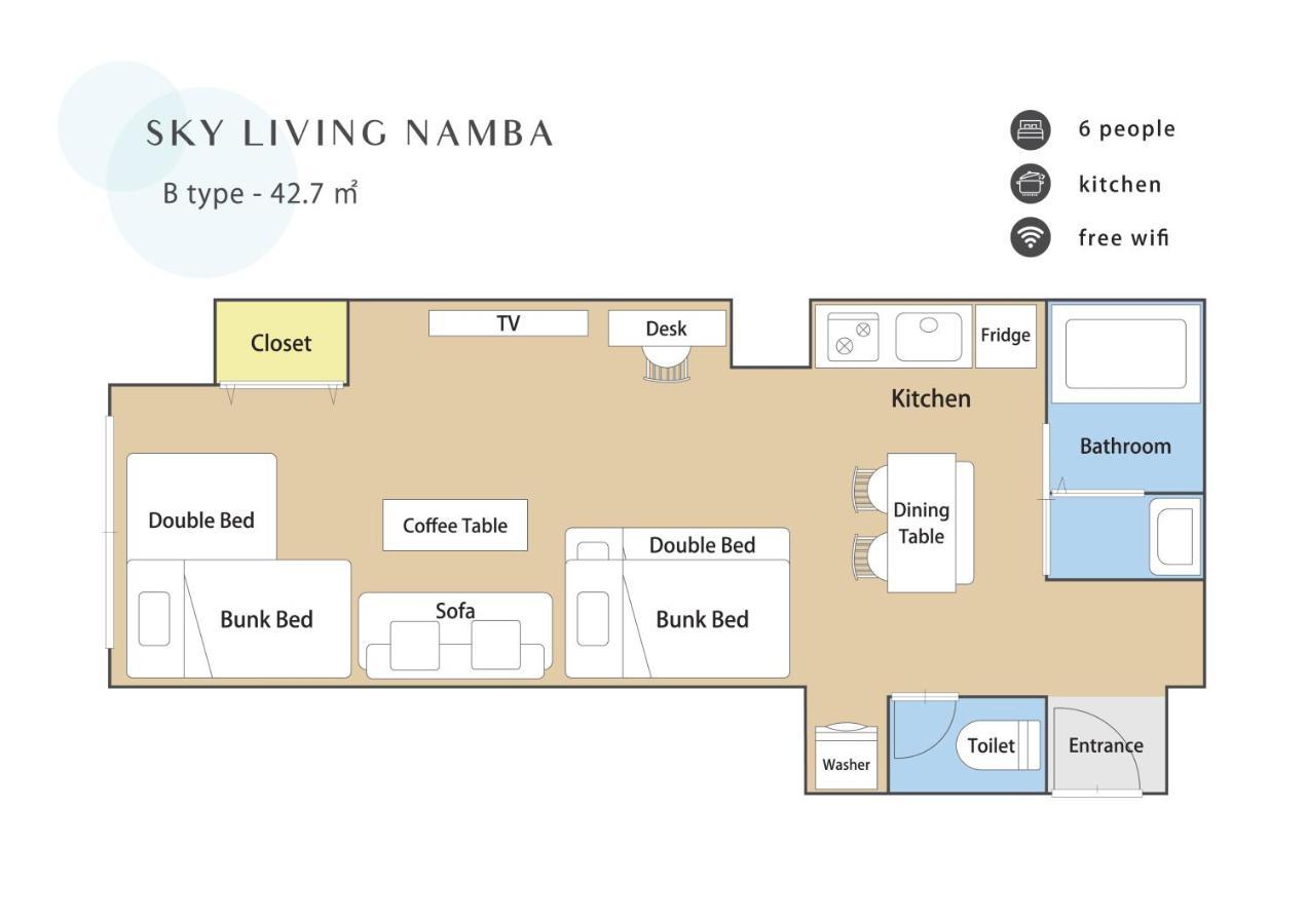 Апартаменты Sky Living Namba Осака Экстерьер фото